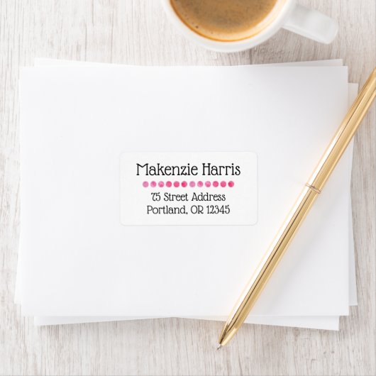 Étiquette de adresse de points roses (En situation)