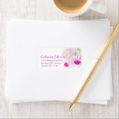 Étiquette de adresse de réponse Fuchsia rose fleur (En situation)