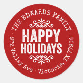 Étiquette de Adresse de Retour Cercle de Vacances  (Devant)