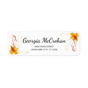 Étiquette de adresse de retour de feuille orange