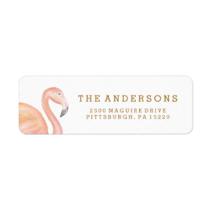 ÉTIQUETTE DE ADRESSE DE RETOUR DE FLAMANT ROSE