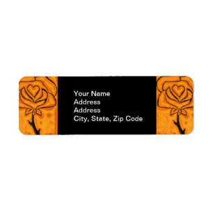 Étiquette de adresse de retour de fleur orange et