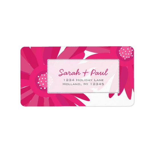 Étiquette de adresse de retour de fleurs roses de