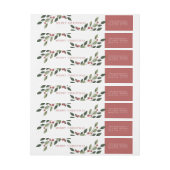 Étiquette de adresse de retour de houx de vacances (Feuille)