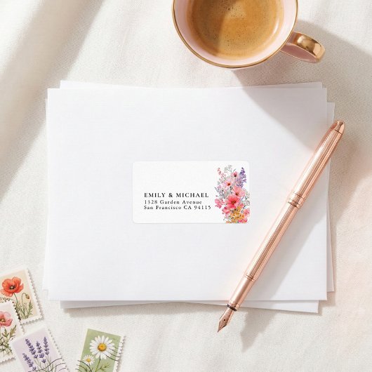 Étiquette de Adresse de Retour de Mariage de Fleur