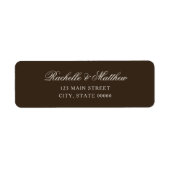 Étiquette de Adresse de Retour de Mariage Élégante (Devant)
