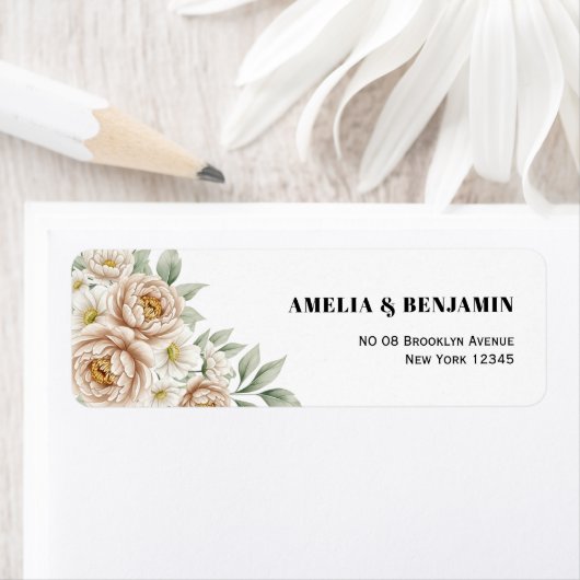 Étiquette de Adresse de Retour de Mariage Florale (En situation)