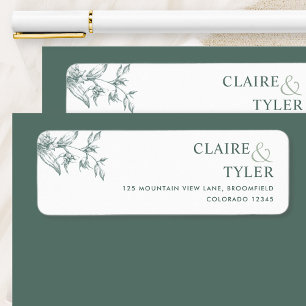 Étiquette de Adresse de Retour de Mariage Vert Chi