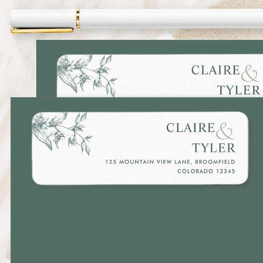 Étiquette de Adresse de Retour de Mariage Vert Chi