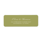 Étiquette de Adresse de Retour de Mariage Vert Oli (Devant)
