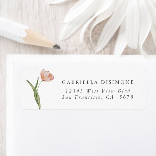 Étiquette de Adresse de Retour de Tulipe Pêche au  (En situation)