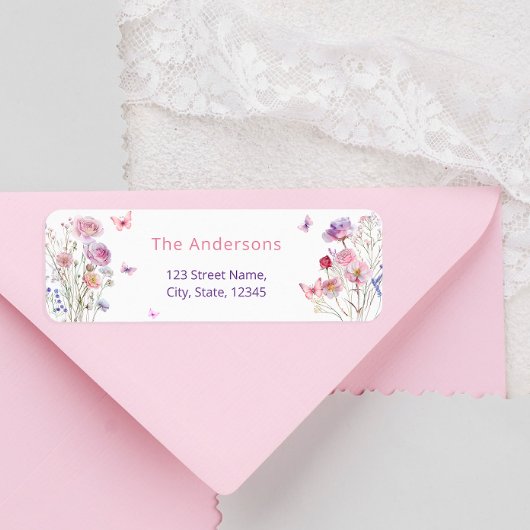 Étiquette de Adresse de Retour Élégante Papillons 