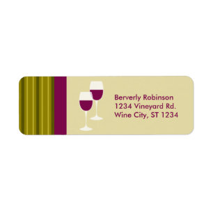 Étiquette de adresse de retour en verre de vin