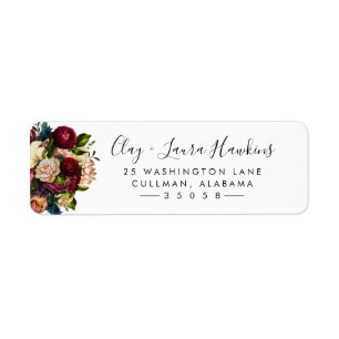 Étiquette de adresse de retour floral
