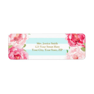Étiquette de adresse de retour floral de rose