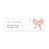 Étiquette de Adresse de Retour Florale Ruban Rose (Devant)