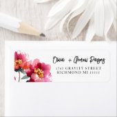 Étiquette de adresse de script Peach Peony Waterco (En situation)