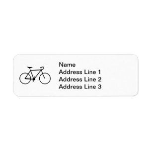 Étiquette de adresse de silhouette de bicyclette