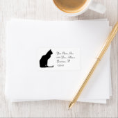 Étiquette de adresse de silhouette de chat (En situation)