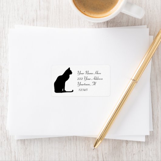 Étiquette de adresse de silhouette de chat (En situation)