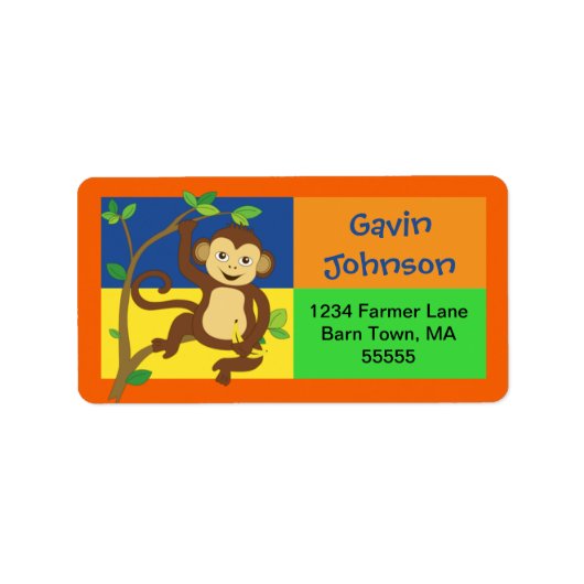 Étiquette de adresse de singe coloré amusant (Devant)