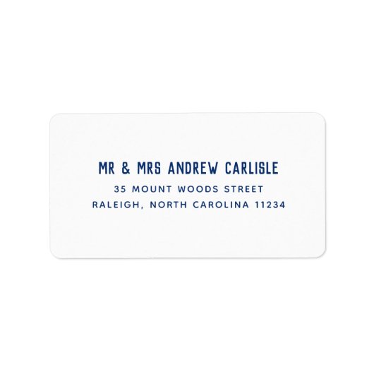 Étiquette de adresse de texte bleu simple (Devant)