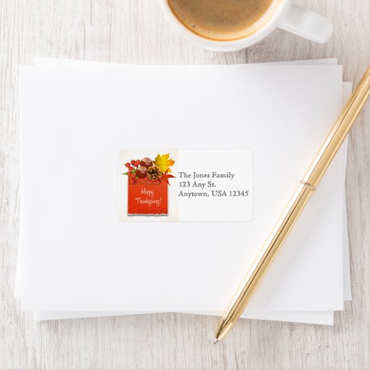 Étiquette de adresse de Thanksgiving avec Fall Fol (En situation)