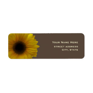 Étiquette de adresse de tournesol jaune