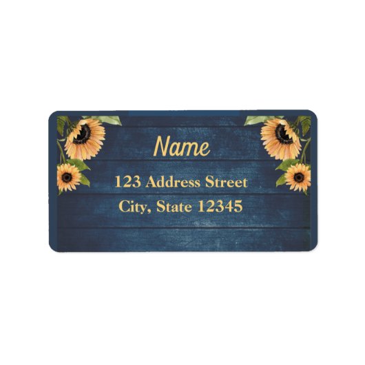 Étiquette de adresse de tournesol rustique (Devant)
