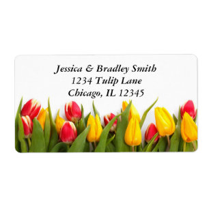 Étiquette de adresse de tulipes colorées