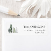 étiquette de adresse de vacances en forêt d'hiver (En situation)