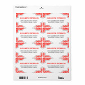 Étiquette de adresse de vacances Red Retro frame (Feuille entière)