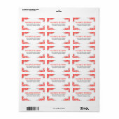 Étiquette de adresse de vacances Red Retro frame (Feuille entière)