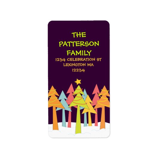 Étiquette de adresse de vacances Retro Christmas T (Devant)