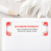 Étiquette de adresse de vacances Retro Red (En situation)