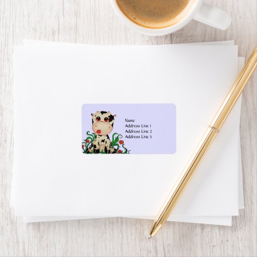 Étiquette de adresse de vache bébé mignon (En situation)