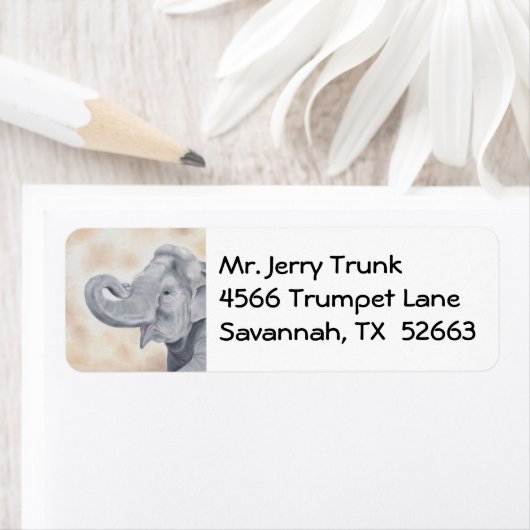 Étiquette de adresse d'éléphant asiatique (En situation)