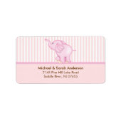 Étiquette de adresse d'éléphant doux rose bébé (Devant)