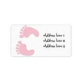 Étiquette de adresse d'empreintes de filles roses (Devant)