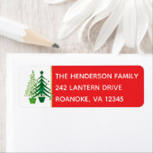 Étiquette de adresse des arbres de Noël verts (En situation)