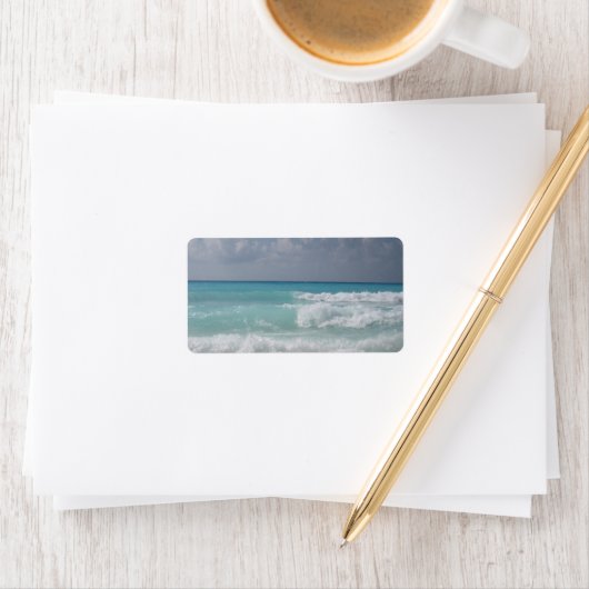 Étiquette de adresse des vagues de Cancun (En situation)