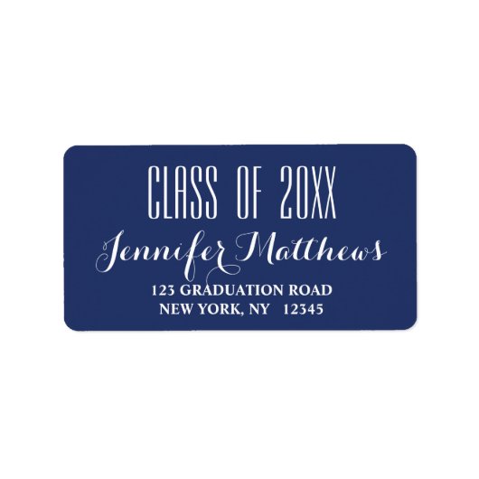 Étiquette de adresse d'études en typographie bleue (Devant)