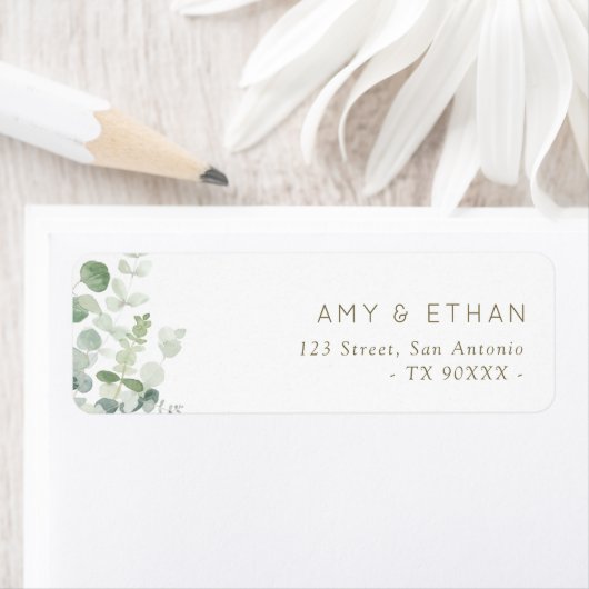 étiquette de adresse d'eucalyptus vert (En situation)