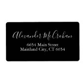 Étiquette de adresse d'expédition de script Black  (Devant)