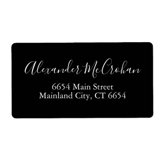 Étiquette de adresse d'expédition de script Black (Devant)
