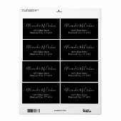 Étiquette de adresse d'expédition de script Black  (Feuille entière)