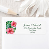 Étiquette de adresse d'Hibiscus Feuille tropical (En situation)