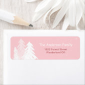 Étiquette de adresse d'hiver rose pâle (En situation)