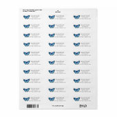 Étiquette de adresse d'insectes papillon bleu (Feuille entière)