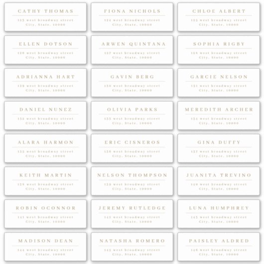 Étiquette de adresse d'invité de mariage Gold Simp (Devant)